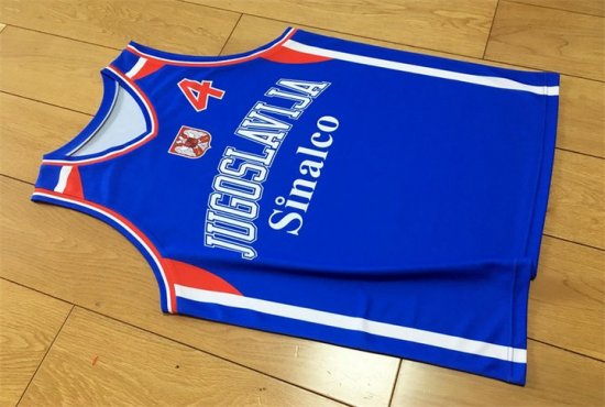 Dejan Bodiroga 4 Team Jugoslavija Yugoslavia Retro Blue Basketball Jersey